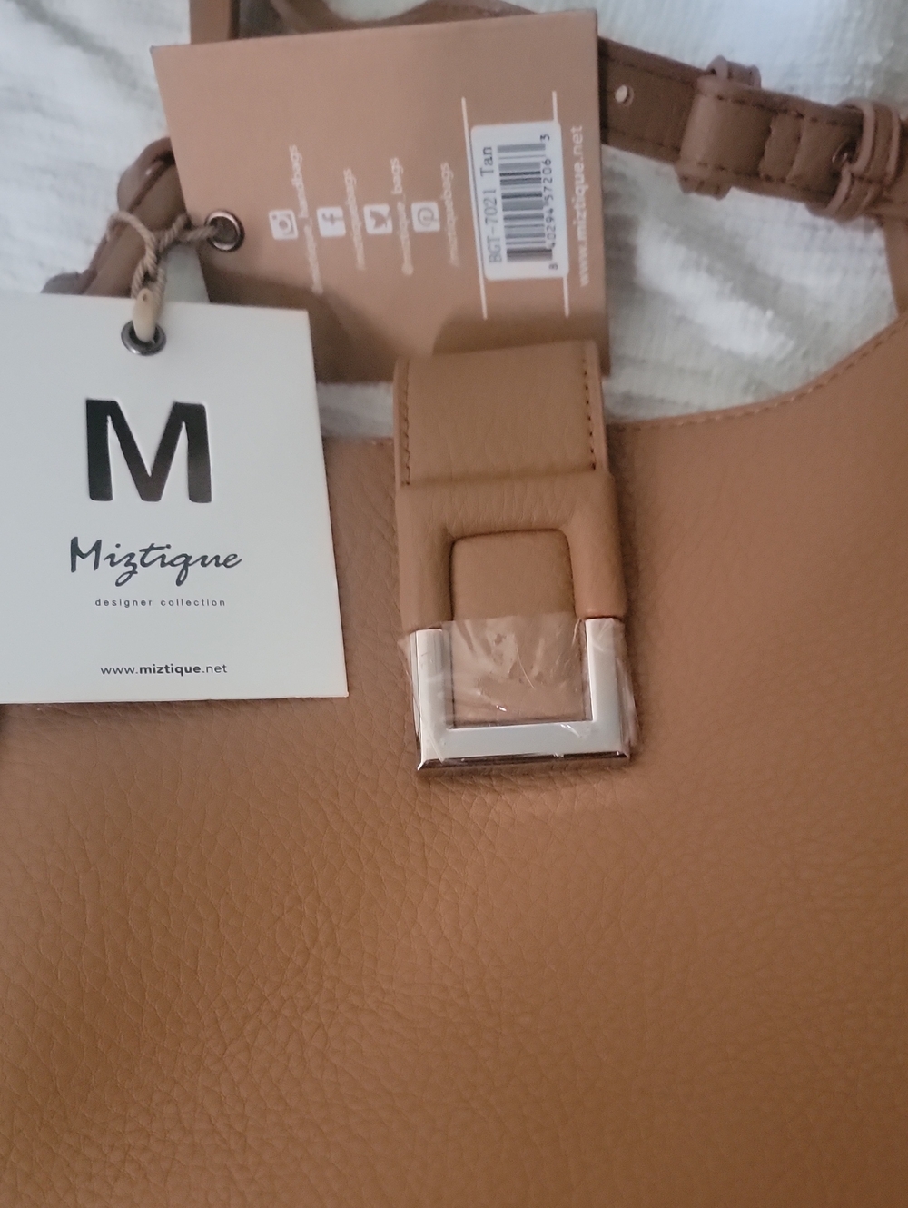 Miztique Tan Textured Shoulder Bag with Silver Buckle